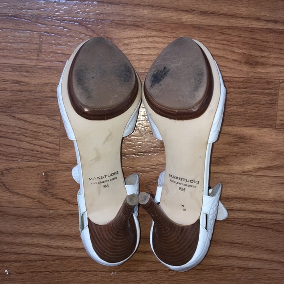 Sold-Max Studio White Croc Leather Platform Ankle Strap - Picture 8 of 8